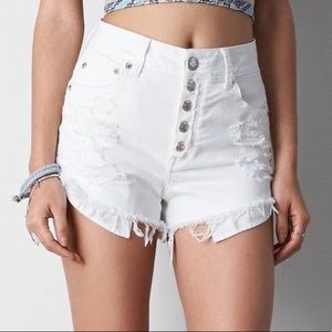American Eagle Hi-Rise festival shorts white